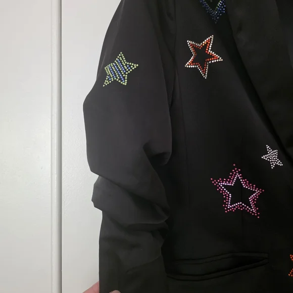 Fate Black Blazer with Colorful Star and Heart Accents - Picture 2 of 3